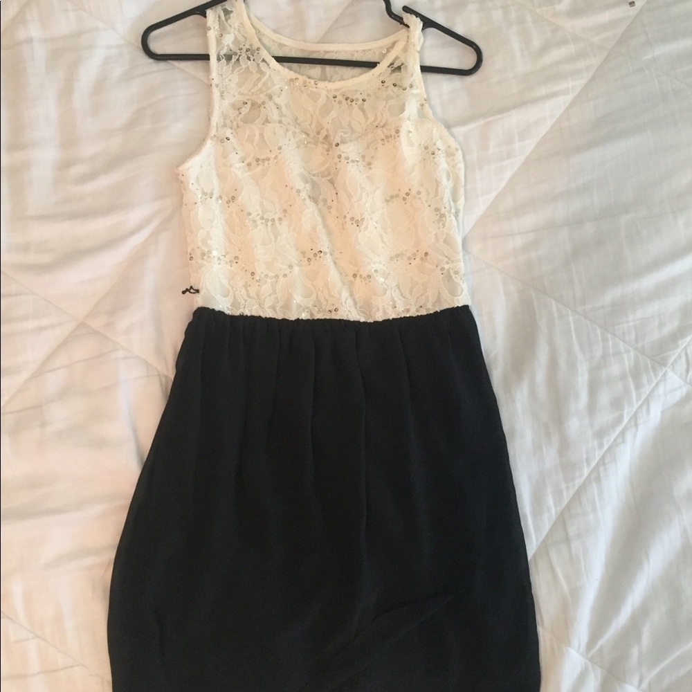 white/black dress